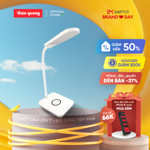 Đèn bàn LED bảo vệ thị lực Điện Quang ĐQ LDL14 WCH 15W – Tích hợp đế sạc không dây chuẩn Qi