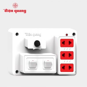 Bảng điện nổi V2 Điện Quang ĐQ FEP 32W 02S ( màu trắng, 3 lỗ 2 chấu, 2 công tắc )