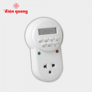 Ổ cắm hẹn giờ ĐQ ESK DT12 W 13 ( Điều chỉnh điện tử, 1 lỗ – 3 chấu, trắng )