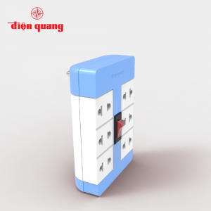Ổ cắm Xoay 90° Điện Quang ĐQ ESK RT 6BW ( 6 lỗ, màu xanh trắng )