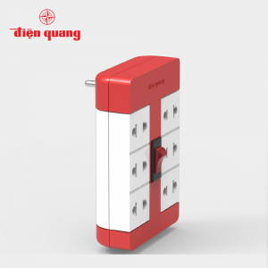 Ổ cắm Xoay 90° Điện Quang ĐQ ESK RT 6WR ( 6 lỗ, màu đỏ trắng )