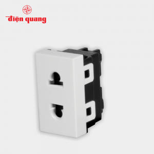 Ổ cắm 3 chấu đôi âm tường DQHome ĐQ IW1 O3PD W