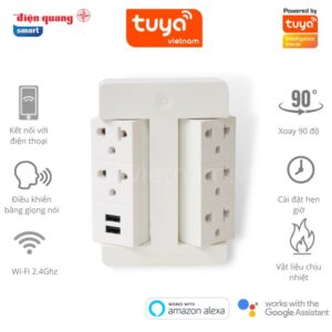 Ổ cắm Xoay 90° Thông Minh Điện Quang Apollo ĐQ SPS1.1 05 USB WiFi