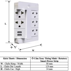 Ổ cắm Xoay 90° Thông Minh Điện Quang Apollo ĐQ SPS1.1 05 USB WiFi