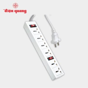 Ổ cắm Điện Quang ĐQ 003A-04 - 6 lỗ 3 chấu chịu nhiệt - 2 công tắc - dây dài 2m/5m